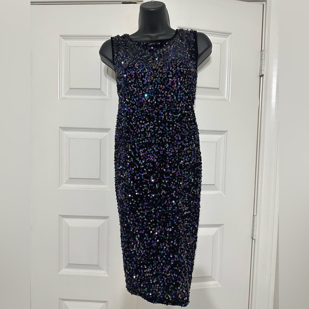 Women's Nina Leonard Sequin Sheath Dress L